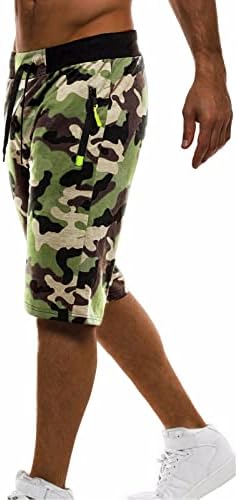מכנסי זיעה של Beuu Camo לגברים, 2022 קיץ חדש פעיל 9 משיכת מכנסיים אלסטיים ספורטיביים ספורטיביים עם כיסי רוכסן