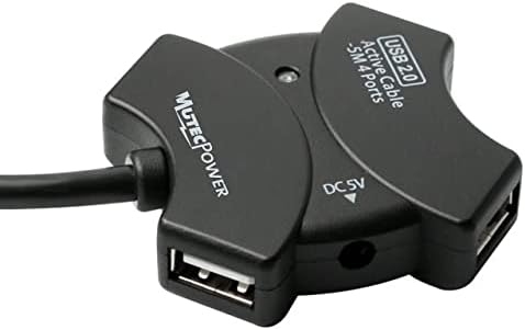Mutecpower 16.5 ft USB 2.0 כבל הארכה פעיל עם רכזת USB של 4 -יציאה ומערך שבבים - כבל USB זכר לנקבה/כבל משחזר 16.5