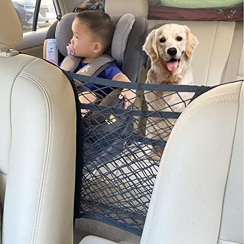 Guagll 3 שכבות מכוניות מארגן, תיק נטו אחורי מושב, נהיגה במחסום חיות מחמד בבטחה, מחסום לילדי כלבי מחמד