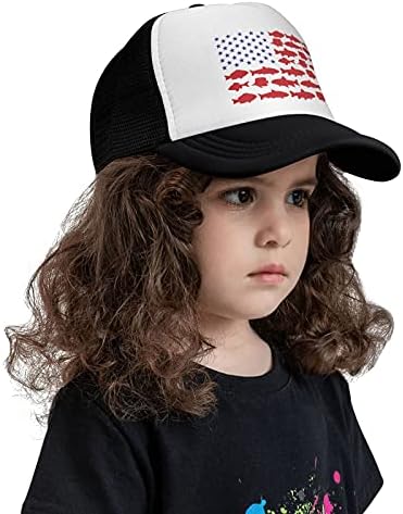 בנים ונערות וולדיאל 3-13 כובע רשת דגל דגים בת 3-13, כובע בייסבול פעוטות מתכווננת כובע בייסבול פעוטות
