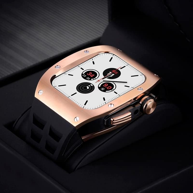 ערכת שינוי טקסום מארז מתכת+רצועה לסדרת Apple Watch 8 7 75 ממ פס Correa iwatch SE 6 5 4 פס 44 ממ צמיד