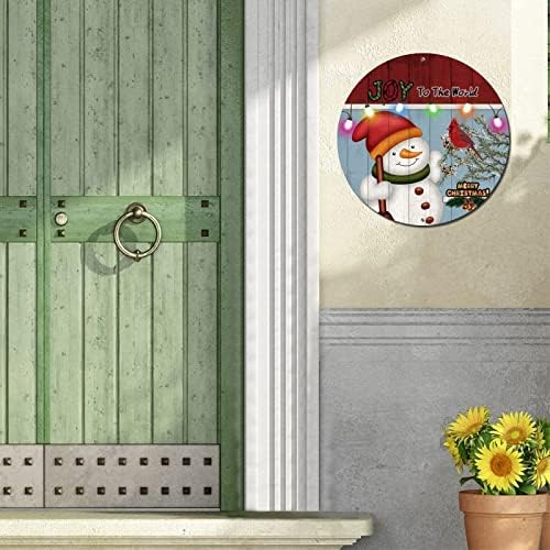 שלט מתכת עגול של שלט חג המולד שלג שמחה למעגל העולם מעגל זר שלט דלת קיר וינטג