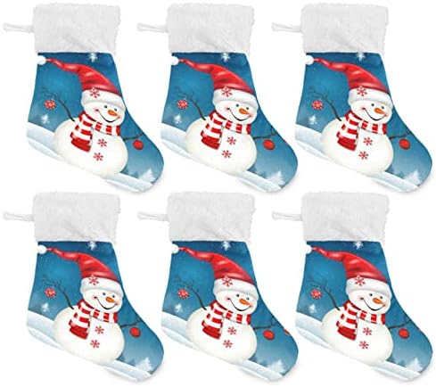 Jstel חג המולד שלג שלג גרביים תלויות 6 חבילה חג המולד קטן לחג תלייה גרביים לקישוטים למסיבות עץ חג המולד