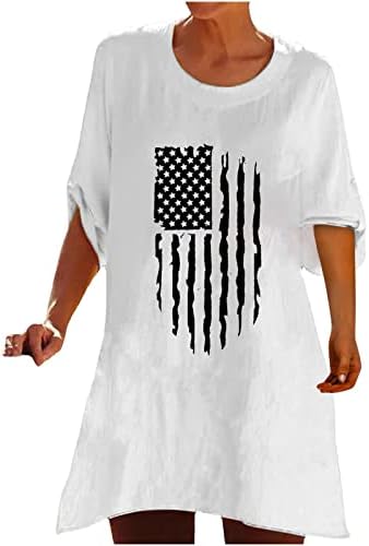 4 ביולי צמרות פטריוטיות דגל אמריקאי הדפס דגל הדפסים לחולצות יום עצמאות 3/4 שרוול שרוול חולצות