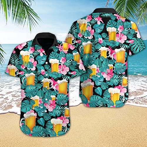 מיץ מזון חולצות הוואי לגברים - כפתור טרופי למטה חולצות הוואי בהוואי סדרת שרוול קצר 43