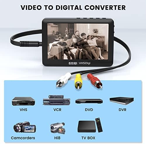 ממיר VHS לממיר דיגיטלי, וידאו לממיר דיגיטלי 3.0, לכידת וידאו מ- VCR, קלטות VHS, HI8, מצלמת וידיאו, DVD, תיבת טלוויזיה