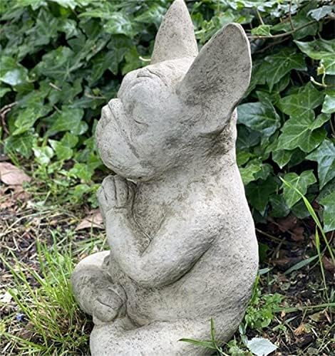 YWHWXB מדיטציה של פסלון בולדוג צרפתי, פסל בודהה כלב זן יוגה, אספנות דקורטיבית לקישוט הגינה הביתית