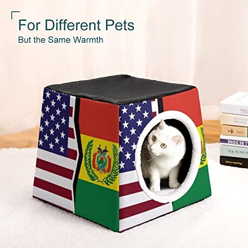אמריקאי ובוליביה דגל חתול מיטות מקורה חתולים חמוד לחיות מחמד בית מתקפל מסתור מיטת עבור חיצוני חתולי