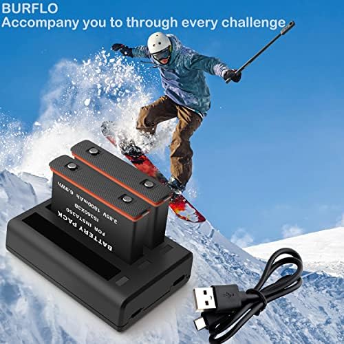 Burflo 1800mAh החלף עבור Insta360 One x3 סוללה נטענת ומטען מהיר USB 3 ערוצים תואם ל- Insta360