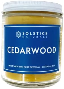 Solstice Naturals - Cedarwood שעוות דבורים טהורות + נר ארומתרפי שמן אתרי, 9 גרם. - בעבודת