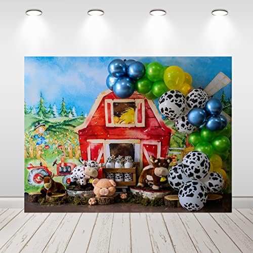 חיות משק נושא מסיבת רקע קישוטי עוגת לרסק רקע פרה בלוני משאית אסם דלת באנר לילדים תינוק מקלחת יום הולדת ספקי