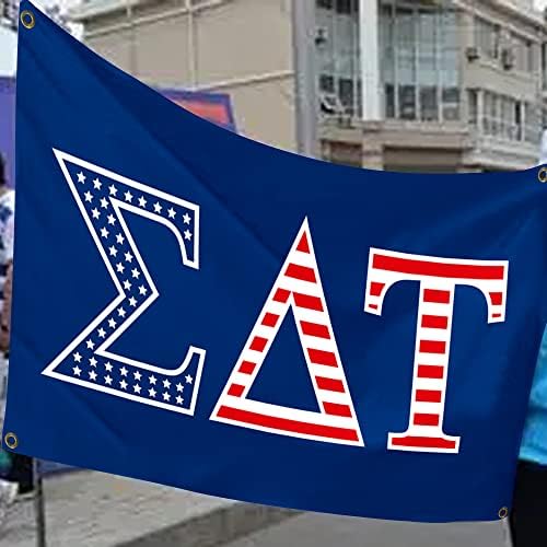 משמש לדגל Sigma Delta Tau 3 × 5ft America עם ארבע גרמניות פליז רקע כחול כרזה קישוט תפרים כפול