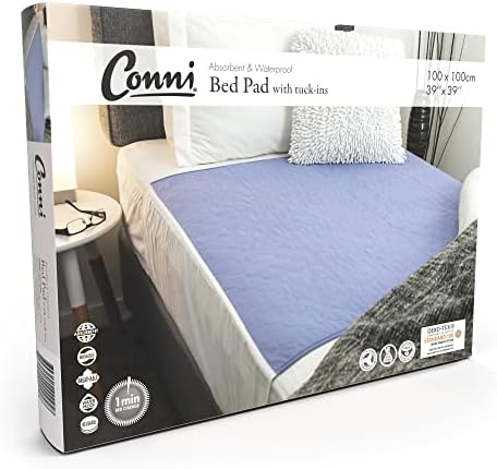 כרית מיטה לשימוש חוזר של CONNI עם מכשיר תאי, סופג, כרית מגן אטומה למים ורחיצה לבריחת שתן, הרטבת מיטה וזיעה,