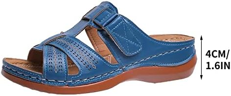 סנדלים טרנדיים של Xipcokm לנשים 2023 נעלי בית קיץ פתוחות אבזם אבזם אבזם וולאה שקופיות קשת תמיכה בנעל חוף לאמא