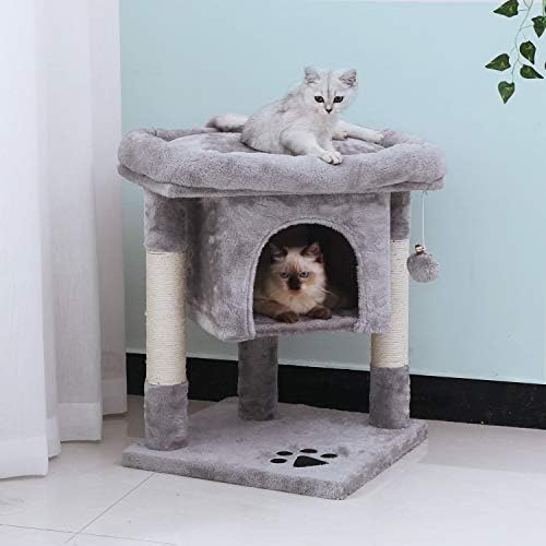 חתול עץ חתול בית חתול דירה עם סיסל מגרד הודעות, קטיפה מוט, חתול מגדל ריהוט חתול מיטת קיטי פעילות