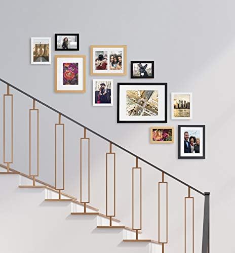 גלריית קייט ולורל סט מסגרת גלאם מודרנית, סט של 10, שחור, לבן וזהב