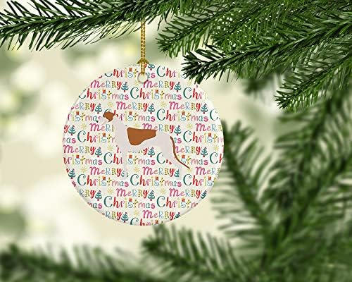 אוצרות קרוליין WDK1852CO1 גרייהאונד קישוט קרמיקה לחג המולד שמח, רב -צבעוני, קישוטים לעץ חג המולד, קישוט