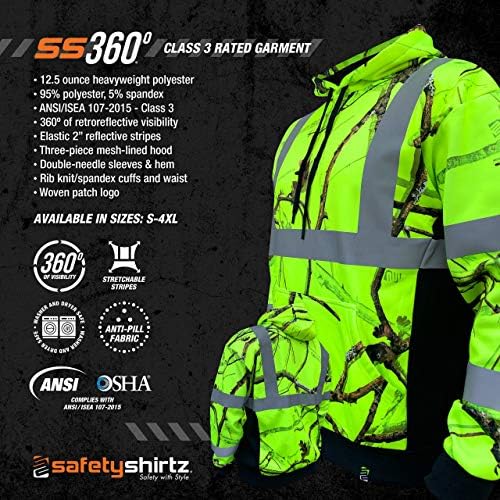 Safetyshirtz SS360 Backwoods בטיחות רוכסן Zip-Up Hoody Ansi Class 3