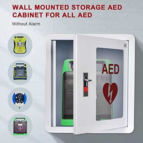 ארון AED של SVOOMVS, ארון אחסון רכוב על קיר AED עזרה ראשונה, לוחית פלדה מתכתית מגיעה עם מנעול
