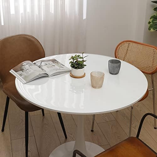 Eralove Round 40 אינץ 'סנטר PVC כיסוי שולחן מגן ויניל ויניל אטום מפת מפת מפת מפת מפת מפת מפת שולחן אנטי-חם.