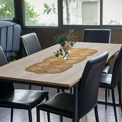 רץ שולחן חרוזי זהב רץ 36 אינץ 'רקמה מפוארת אלגנטית אלגנטית יפה דקורטיבית לשולחן ארוחת ערב/עיצוב ביתי/שולחן
