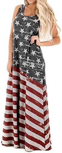 יום העצמאות שמלות גרפיות לנשים צוואר צוואר מקסי ארוך שמלות מתנה לחופשה שמחה נערת נער 2023 WA