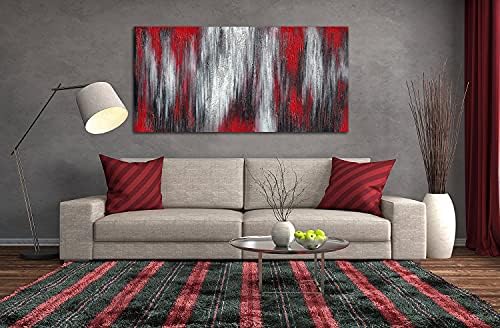 מרקם אדום שחור לבן מופשט בד קיר אמנות יד צבוע מודרני קישוט שמן ציור תמונה ממוסגר מוכן לתלות