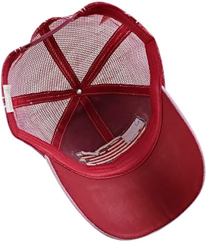 GOMCDLWN כובע משאיות דגל אמריקאי לגברים נשים, כובע בייסבול רשת פטריוטי פטריוטי מצחיק