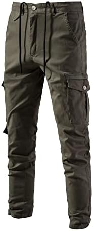 מכנסי מטען Eoeioa לגברים מכנסי עבודה מוצקים עם כיס רב-כיס מכנסיים טיולים חיצוניים של מכנסיים טקטיים קלים אטומים