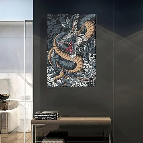 Adilaidun Retro אמנות יפנית דרקון פוסטר תמונה קיר קיר אמנות הדפסת חדר בית תפאורה 12x18inchs