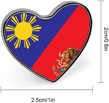 פיליפינים מקסיקו דגל פין תג לב בצורת פין סיכות זיהוי כפתור תגי דקור עבור בגדי שקיות מעילי אבזרים