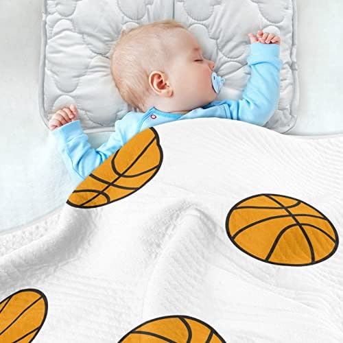 שמיכת כותנה של שמיכת כדורסל חוטף לתינוקות, קבלת שמיכה, שמיכה רכה קלה משקל עריסה, טיולון, שמיכות משתלות,