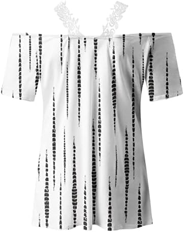 נשים חולצות טוניקה גרפיות פרחוניות פרחוניות חולצות טוניקה חולצות שרוול קצר מעל כתף פרחונית מפוסת פסים סתיו