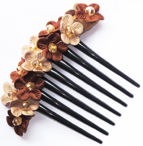 צרפתית טוויסט שיער מסרק לקשט דייזי פרחים חום שני טון עשוי בד
