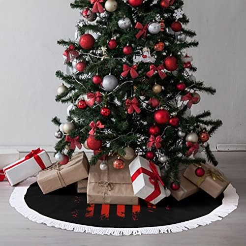 מכונאי וינטג 'ארהב דגל ארהב חצאית עץ חג המולד אדום חצאית עץ חג המולד עגול עם קצה משולב לקישוטי חצר חיצוניים מקורה