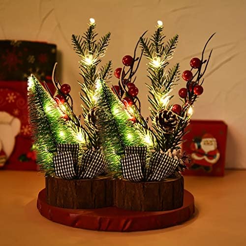 Keepfit מיני עץ חג המולד מלאכותי עם קישוטים כולל נורות LED רב צבעוניות - קישוט חג מולד מושלם עבור צמרות שולחן