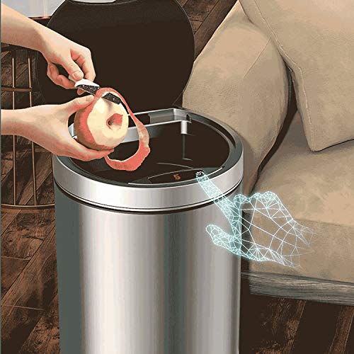 זבל אינדוקציה חכמה של WPYYI יכול פח אשפה אטום למים עם מכסה למטבח וחדר אמבטיה נירוסטה סלון פח אשפה