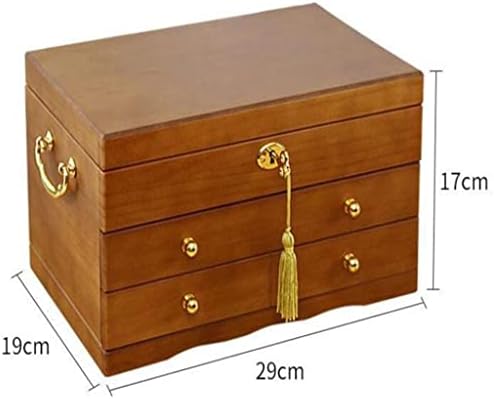 מראה איפור שולחן עבודה של Grjuso עם קופסת אחסון תכשיטים עם מנעול מגירת קיבולת גדולה