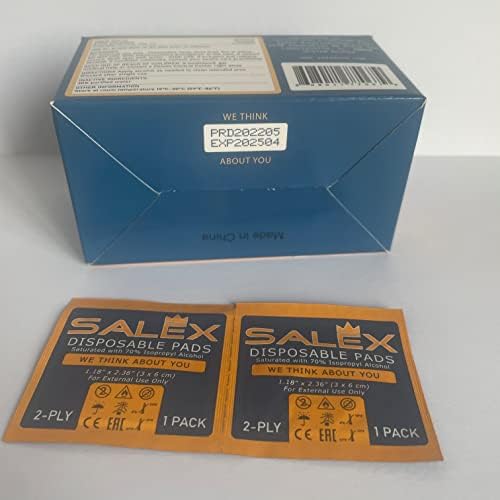 מגבונים של אלכוהול Salex עטופים בנפרד 100 חבילה. רפידות הכנה לאלכוהול קטנות חד פעמיות רפידות הכנה