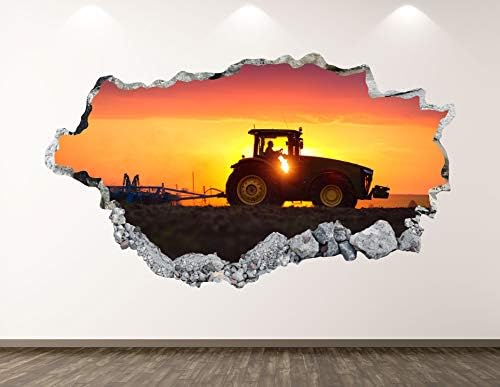 ווסט הרים טרקטור שקיעה קיר מדבקות אמנות תפאורה 3D מרוסקת משאית חווה מדבקת קיר קיר חדר ילדים מתנה בהתאמה