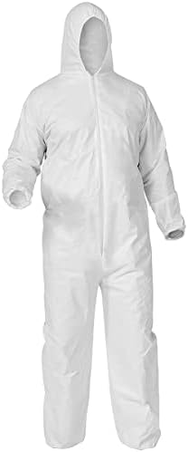 Kleenguard A35 כיסוי כיסוי חד פעמי, הגנה מפני נוזלים וחלקיקים, ברדס, לבן, 15 בגדים/מקרה