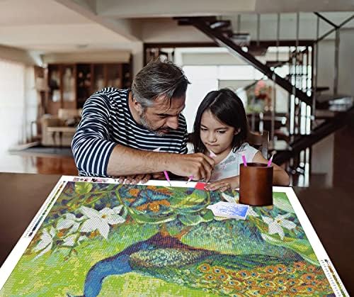 ערכות ציור יהלומים 5 ד ' למבוגרים ילדים מקדחה עגולה מלאה טווס ופרחים נקודות יהלום ערכות מלאכת עיצוב