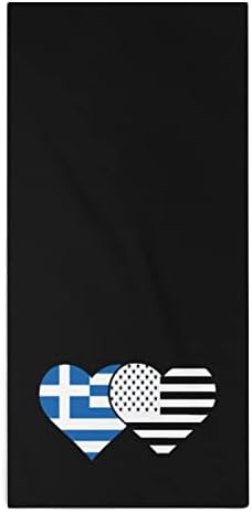 יוון ומגבת כביסה של דגל אמריקה שחורה באמריקה 28.7 X13.8 מטליות פנים סיבי סופר -סין מגבות סופגות מאוד