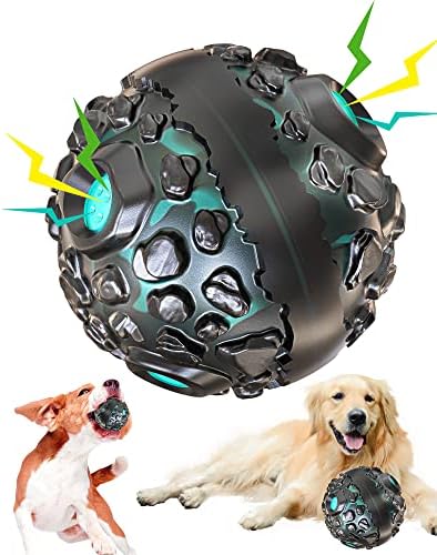 Bardimies צעצועי כדור כלבים אינטראקטיביים לעיסות אגרסיביות, עמידות להביא כדור כלב צחקק צחקק כשנפנף