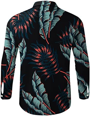 XXBR Mens Mens Hawaiian חולצות שרוול ארוך כפתור למטה צווארון דש היפי חולצה חוף טרופי הדפס פרחוני