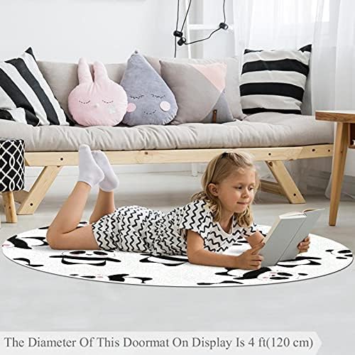 Llnsupply ילדים עגולים אזור משחק שטיח שטיח תינוק פנדה סינית חיה סינית שחור שחול לבן שטיח שטיח