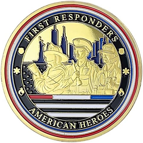 המגיבים הראשונים מאתגרים מטבע גיבורים אמריקאים מתנת כבאי משטרת EMS