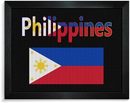 דגל של הפיליפינים יהלומי ציור ערכות תמונה מסגרת 5 עשה זאת בעצמך תרגיל מלא ריינסטון אמנויות קיר תפאורה