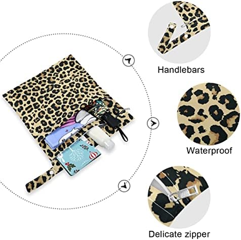 ZZXXB נמר רטרו הדפס שקית רטובה אטומה למים חיתול בד שימוש חוזר תיק יבש רטוב עם כיס רוכסן לטיולים