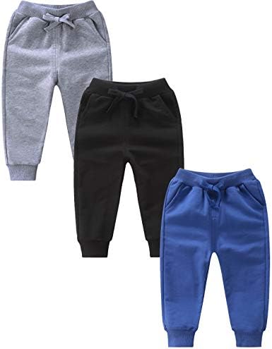 T.H.L.S פעוטות בנות בנות מכנסי טרנינג מכנסיים כותנה פעילים מכנסיים עם כיסים 1-7T, 3-חבילה
